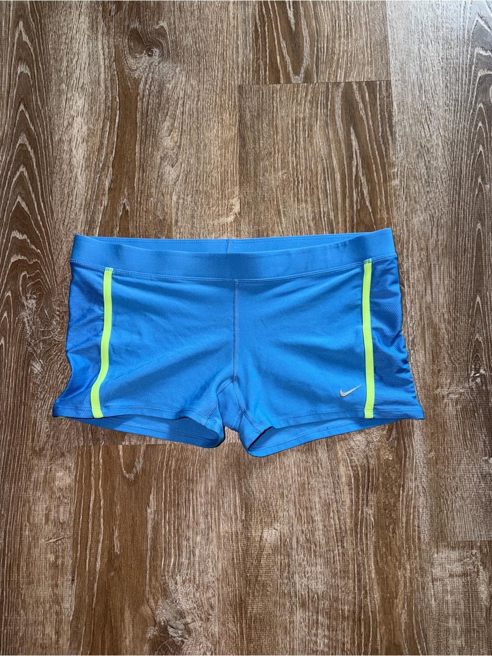 Vintage Y2K Nike Blue Shorts with Neon Yellow Trim